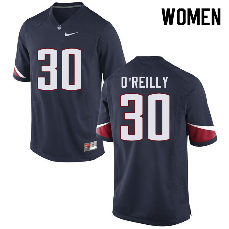 Women #30 Donevin O'Reilly Uconn Huskies College Football Jerseys Sale-Navy - Click Image to Close